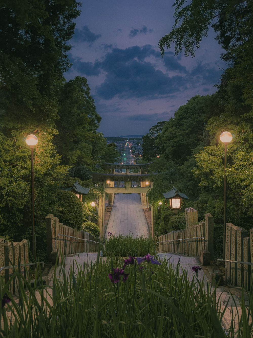 宮地嶽神社の参道から望む夕暮れ